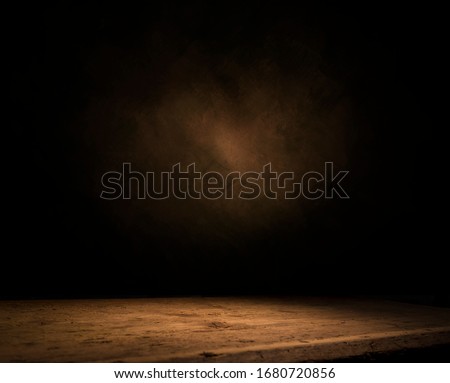 wood brown grain texture, dark wall background, top view of wooden table
