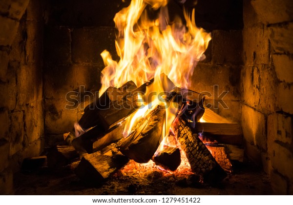 Wood Burning Cozy Fireplace Home Keep Stock Photo Edit Now