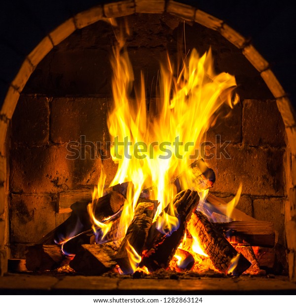 Wood Burning Cozy Fireplace Home Keep Stock Photo Edit Now