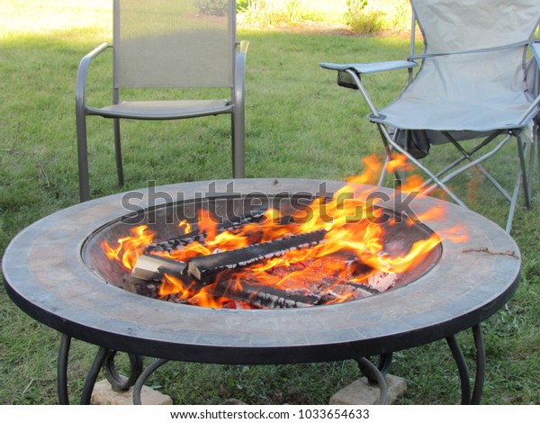 Wood Burning Portable Backyard Fire Pit Stock Image Download Now