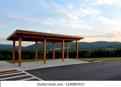 Wood Bus Shelter In Rural New York State