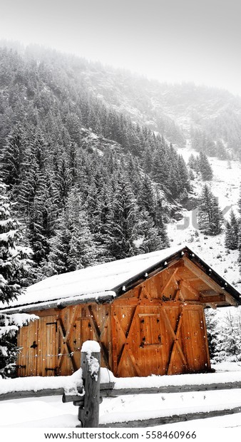 Wood Cabin Woods Snowy Weather Italian Stock Photo Edit Now