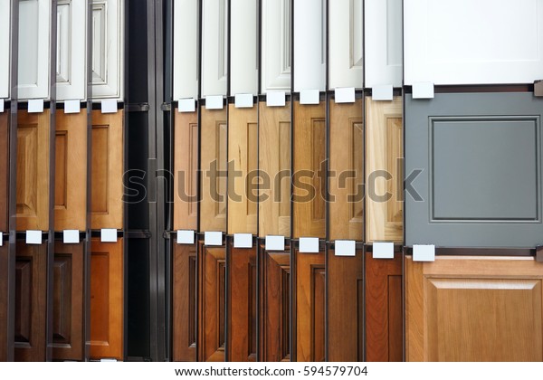wood cabinet door\
samples in market in a row