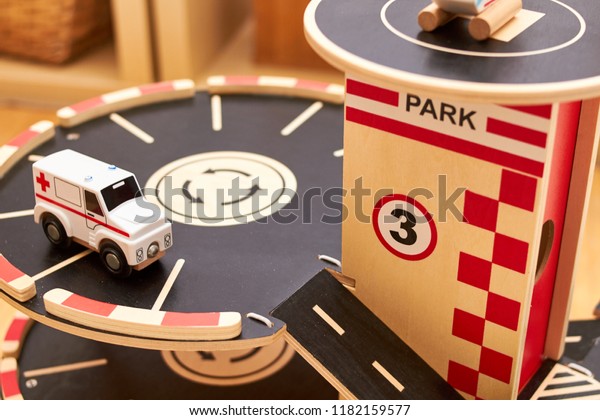 wood cars toy parking\
garage