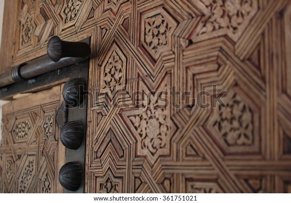 Wood Carved Door Spanish Palace Andalusia Stock Photo Edit