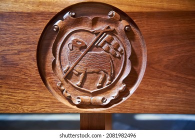 wood carving of the agnus dei or lamb of God