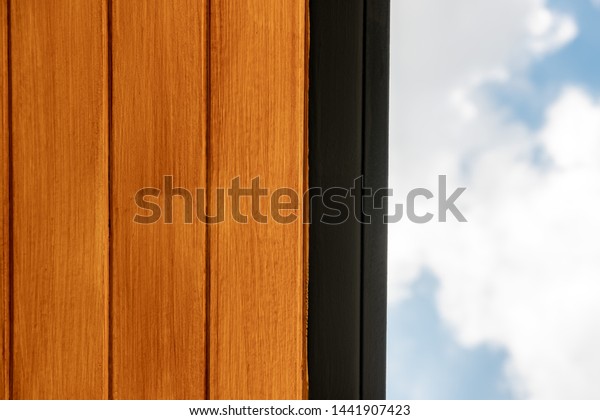 Wood Ceiling Panels Roof Blue Sky Stock Photo Edit Now 1441907423