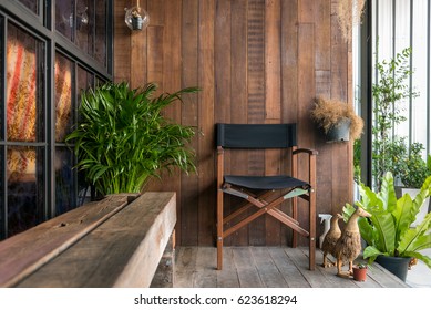Wood chair with natural decoration.