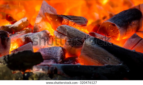 Wood Coal Burning Fireplace Stock Photo Edit Now 320476127