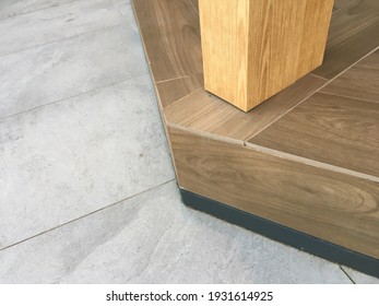 Wood Column On The Wood Tile Floor