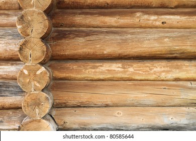 Wood Constructed Wall Of An Old Style Cabin