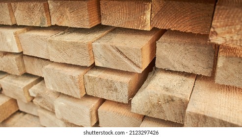 Wood for construction. The building material is prepared for construction. - Shutterstock ID 2123297426