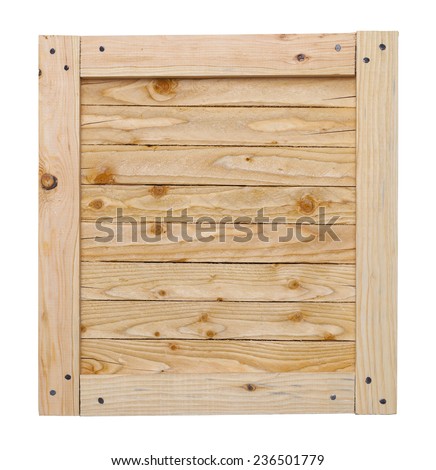 Wood Crate Lid With Copy Space Isolated on White Background.