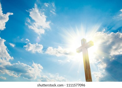 Silhouette Cross Against Blue Sky Christian Stock Photo (Edit Now ...