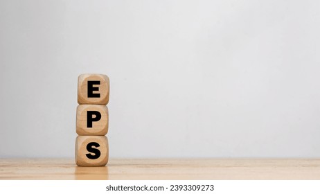 Wood cube stack alphabet EPS abbreviation on white background.
Concept stock market for Earnings per Share word.