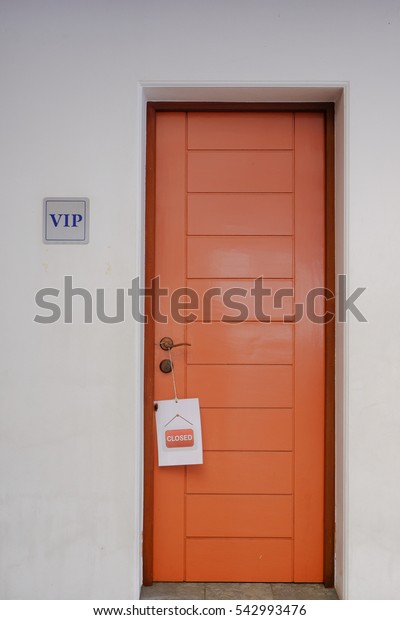 Wood Door Vip Clean Restroom Stock Photo Edit Now 542993476