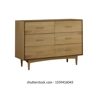 The Wood Dresser Isolated On The White Background.