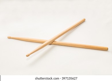 Wood Drumsticks isolated in white background.