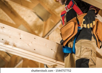 Wood Elements Construction Worker. House Building Industrial Theme.