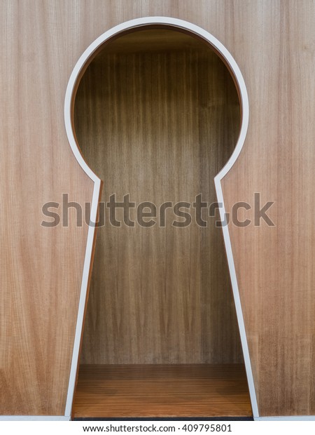 Wood Entrance Doors Shaped Keyhole Stock Photo Edit Now