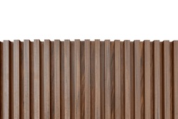 Wood Fence. Brown Wooden Plank Surface Texture Background For Interior Design Isolated On White Background With Clipping Path.