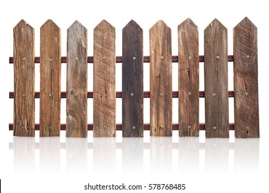 Wood Fence Isolated On White.