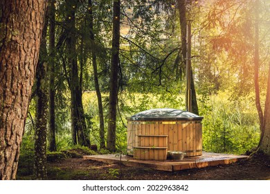 Wood Fired Hot Tub In The Forest