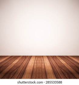 wood floor with white wall - Shutterstock ID 285533588