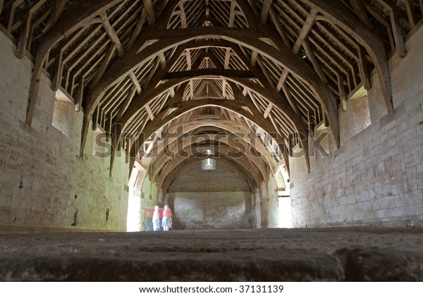 Wood Frames Inside Historical Tithe Barn Stock Photo Edit Now