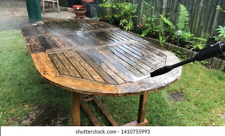 Wood Furniture Cleaning By Jet Washer