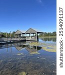 Wood Gazebo on Small Lake