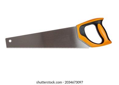 Wood Hacksaw Carpentry And Locksmith Tool, A Type Of Hand Saw For Sawing Wood, Isolated On A White Background