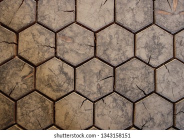 Wood Hexagon Pattern In The Floor