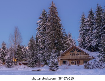 Wood House In The Snow.Whistler BC Canada