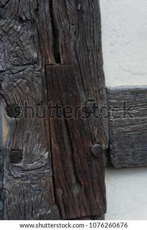 Wood Joint in Oak Beams on a Tudor Building