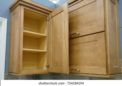 Wood Kitchen Cabinet With Door Open