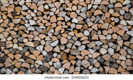 Wood Logs In A Pile. Wood Grain.