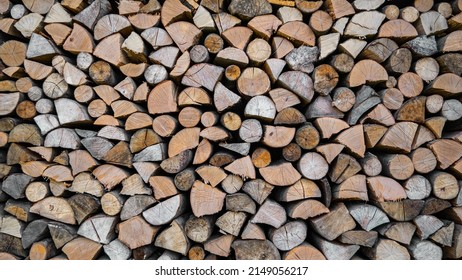 Wood Logs In A Pile. Wood Grain.