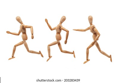 Wood men model with running and chasing pose isolated on white background - Powered by Shutterstock