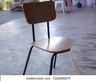 Wood And Metal Chair Closeup