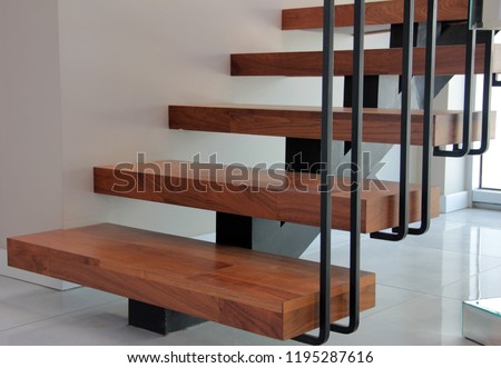 wood and metal spiral staircase