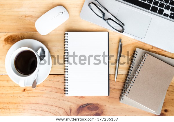 Wood Office Desk Table Things On Stock Photo Edit Now 377236159