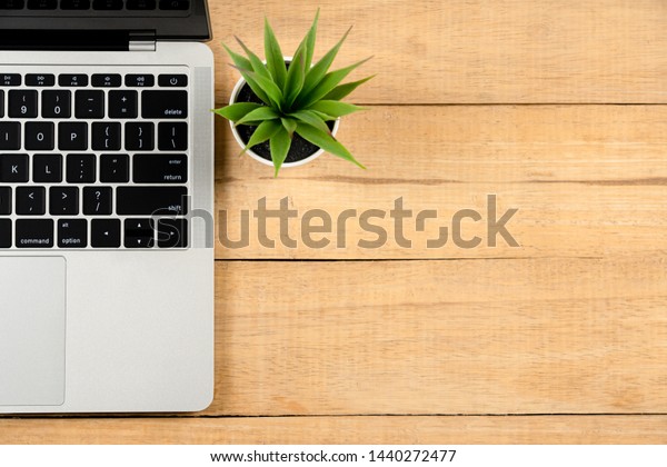 Wood Office Work Space Desk Table Stock Photo Edit Now 1440272477