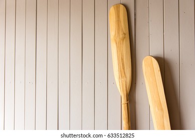 Wood Paddle , Wood Oar, With Background Still Life.