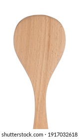 Wood Paddle Spoon Isolated On White Background.