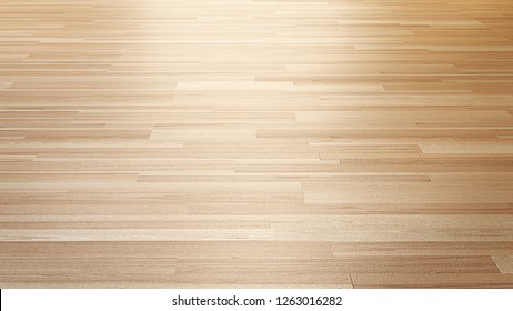Wood Parquet Horizontal Floor 3d Perspective Rendering