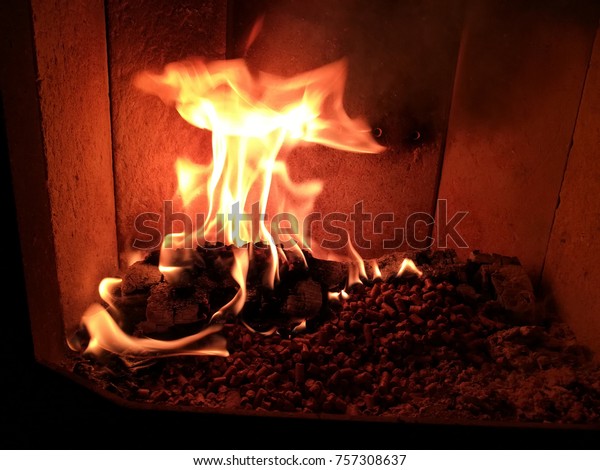Wood Pellets Fireplace Stock Photo Edit Now 757308637