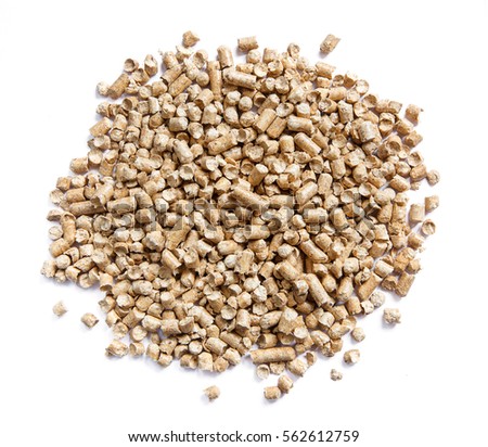 Wood pellets isolated on white background