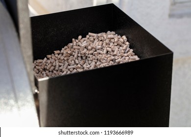 Wood Pellets In A Smoker Pellet Box For Barbecue