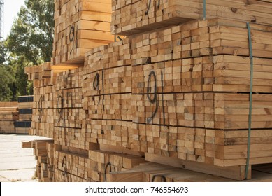 Wood Planks Stacked And Prepared For Transportation